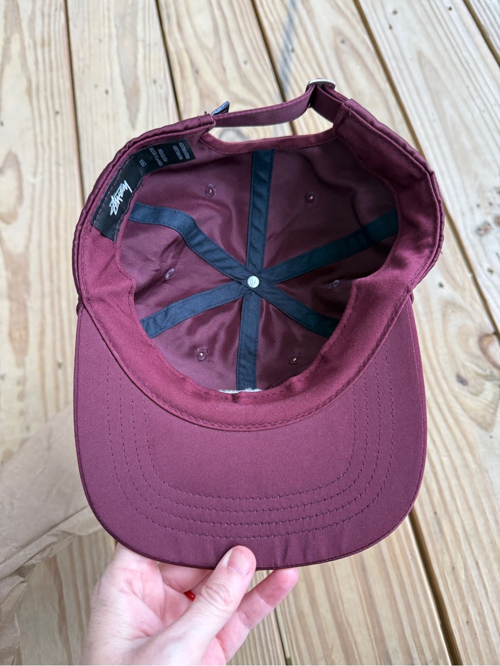 Stussy Jodie Strapback Burgundy Satin Hat Rare Adjustable View 5